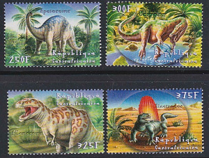 ЦАР, 2001, Динозавры, "Belgica 01" 4 марки